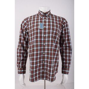 Castaway Nantucket Island Mens Oxford Shirt Size S White Red Green Plaid NWT